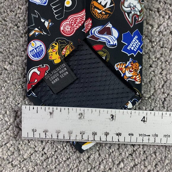 Vintage 90s NHL Team Logos Necktie Tie Hockey Bruins Maple Leafs Oilers Flames - Picture 6 of 6
